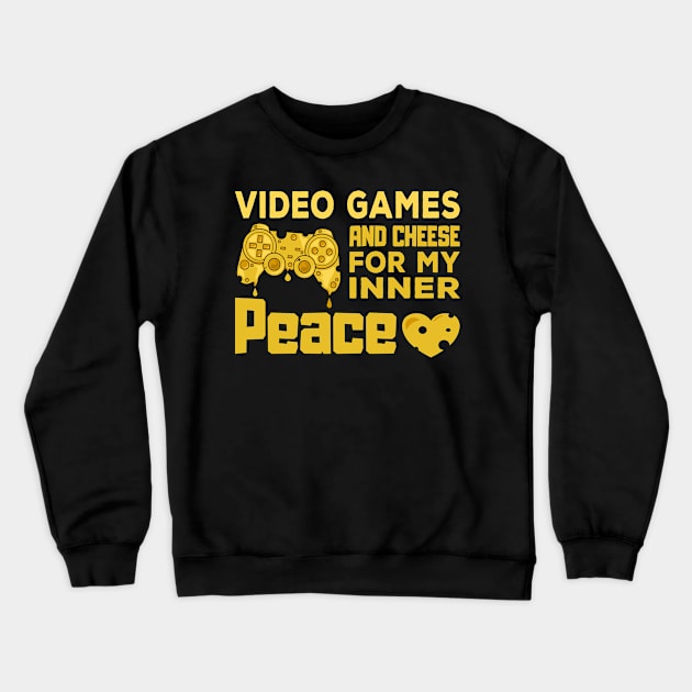 Video Games Gaming Cheese Love Gift Crewneck Sweatshirt by Lomitasu